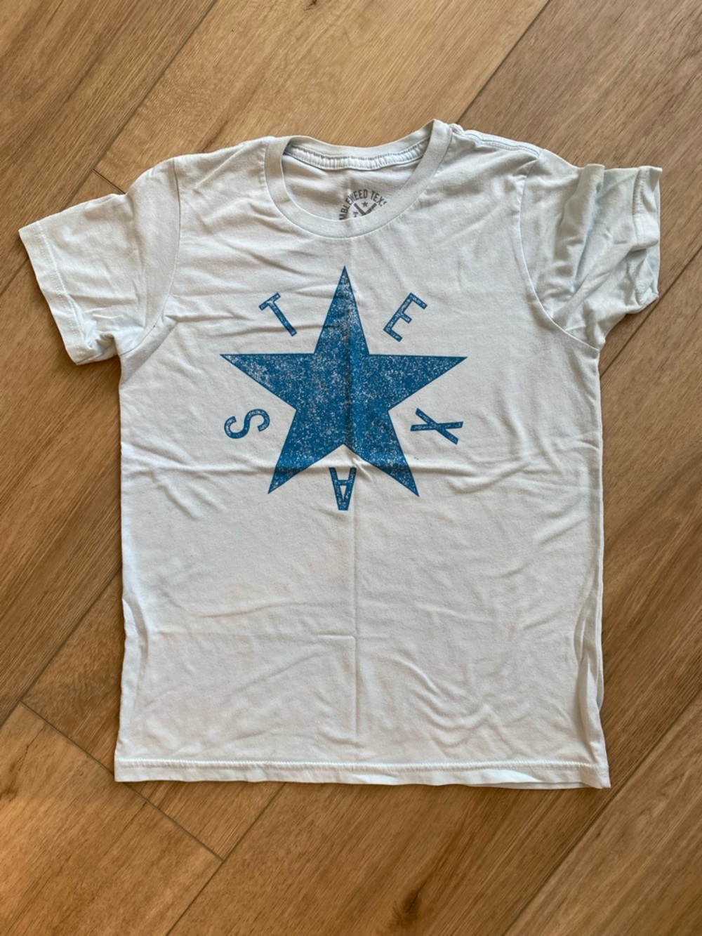 Kids Pale Blue Tee with Blue Star Texas Graphic Tumbleweed Textiles